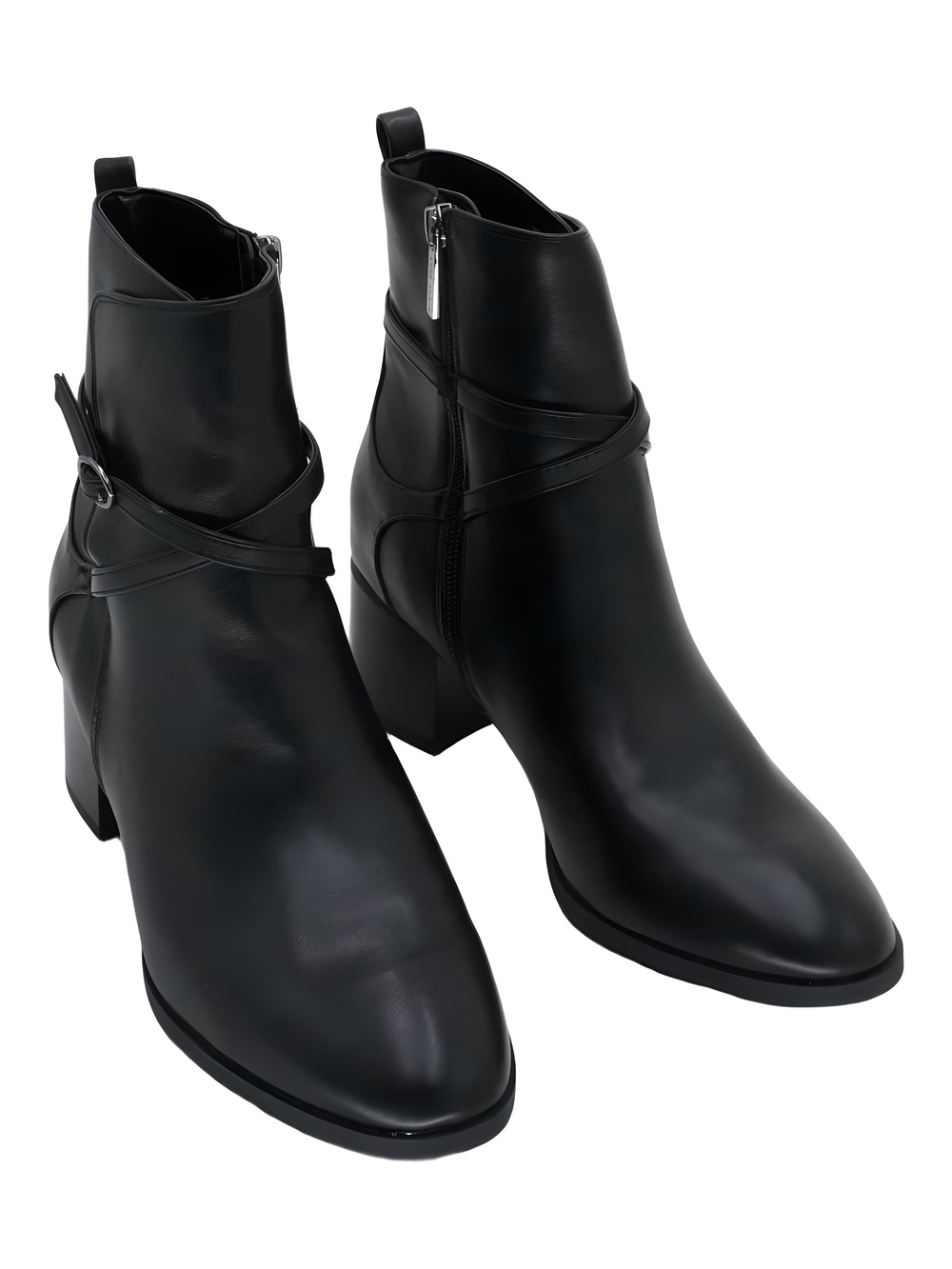 Anne Klein Womens Marie Black Strappy 2.5" Block Heel Ankle Boots Size 8.5M